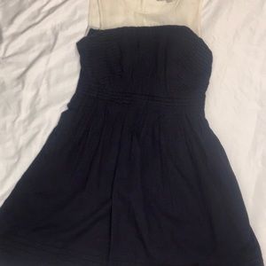 Ann Taylor Loft Navy Blue & Cream Linen Dress 2P